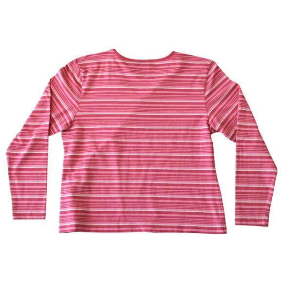Y2K Pink Striped V-Neck Tee, Size XL - Retro Indie Fashion - Picture 4 of 4